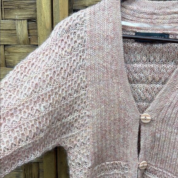 Contemporaine Simons wool Cozy Pink Knit Cardigan Sweater - Picture 2 of 4